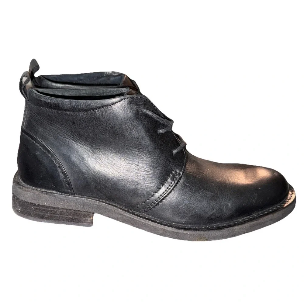 Steve Madden Chaka Men's Black Leather Chukka Ankle Boots Lace Up size 8